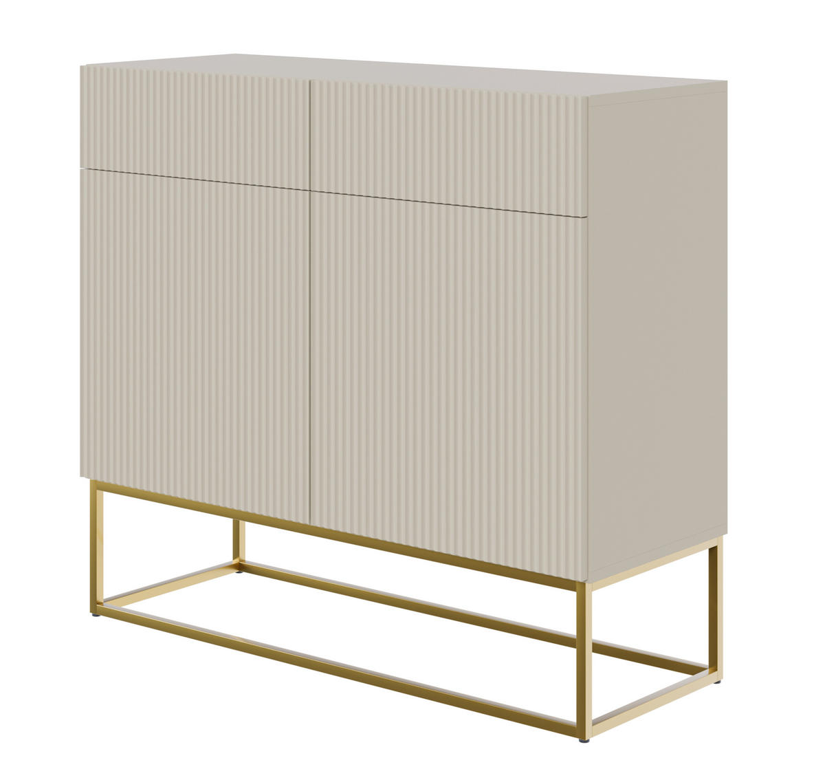 KOMMODE Veldio Graubeige mit goldenem Metallgestell 100 cm - Greige/Goldfarben, Holzwerkstoff/Metall (100/90/38cm) - Selsey