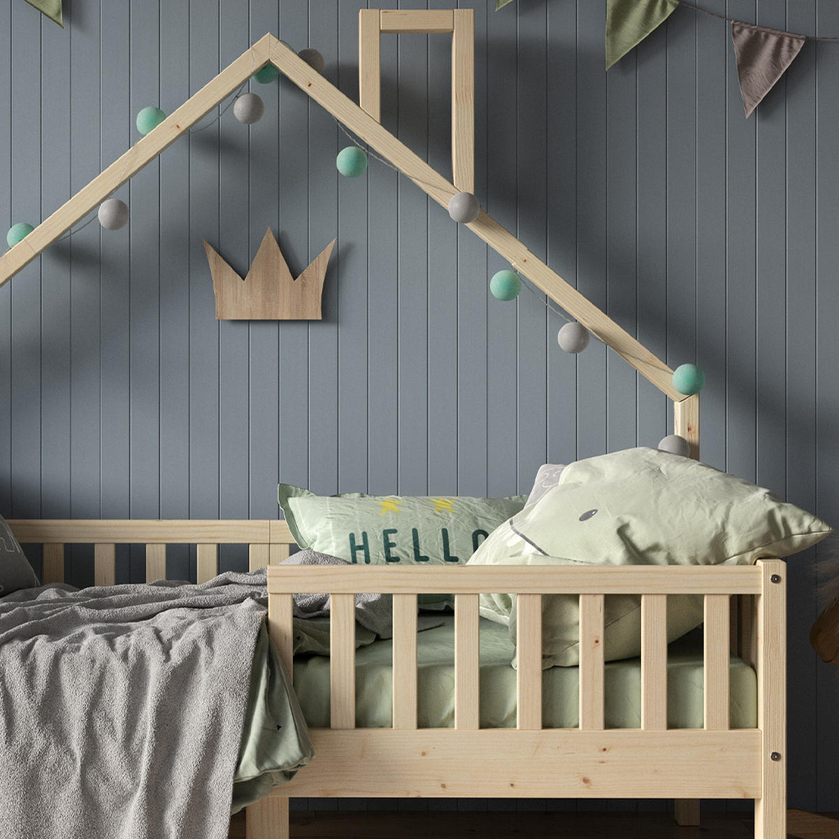 DOMEČKOVÁ POSTEL Noemi Přírodní dřevo - přírodní, dřevo (80/160cm) - VitaliSpa