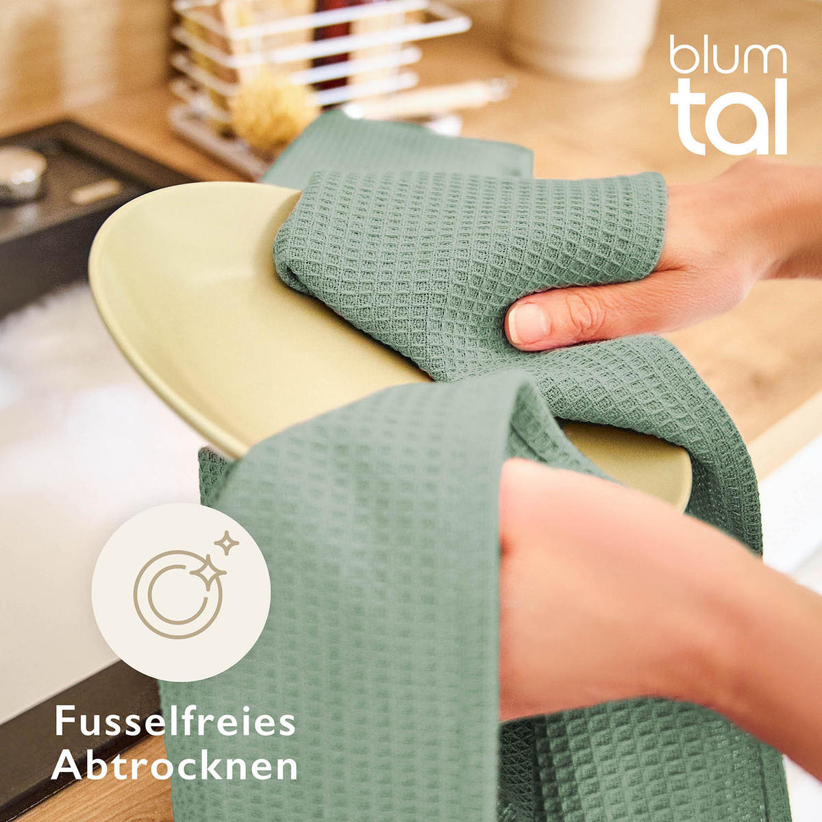 GESCHIRRTÜCHER Frigg 4er-Set, 50/70 cm, Grün - Grün, Textil (30/30cm) - Blumtal