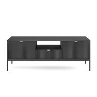 TV-SCHRANK Vellore Schwarz mit Metallbeinen 154 cm - Goldfarben/Schwarz, Holzwerkstoff/Metall (154/56/39cm) - Selsey