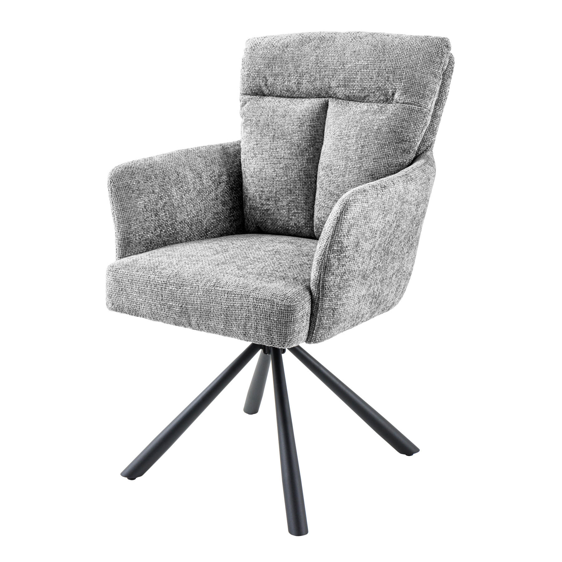 STUHL BIG GEORGE Strukturstoff Grau 95 cm - Schwarz/Grau, Textil/Metall (59/93/68cm) - riess-ambiente