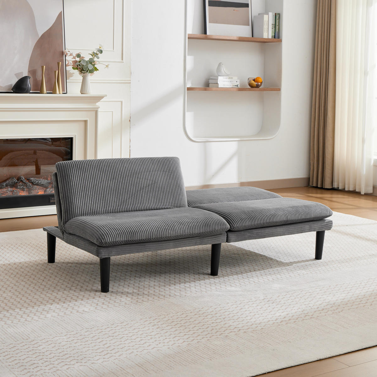 SCHLAFSOFA 167/43/67 cm in Grau Cord - Grau, Textil (86/67/168cm) - Oxeza