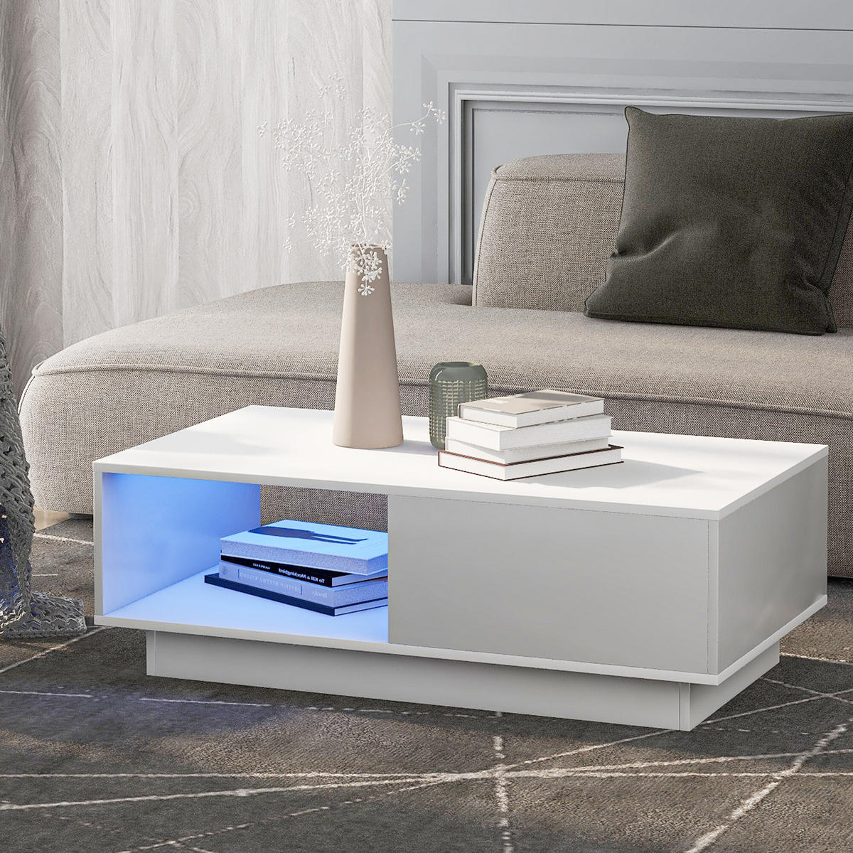 COUCHTISCH Weiß 95/55/32 cm - Weiß, Holzwerkstoff (95/55/32cm) - Urban Meuble