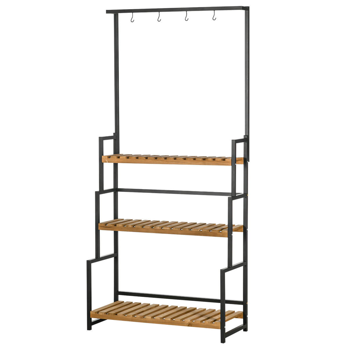 BLUMENTREPPE DE-12118 3 Etagen mit Hängebarre und 4 Haken Natur - Naturfarben, Metall (36/174/80cm) - ComfortXL