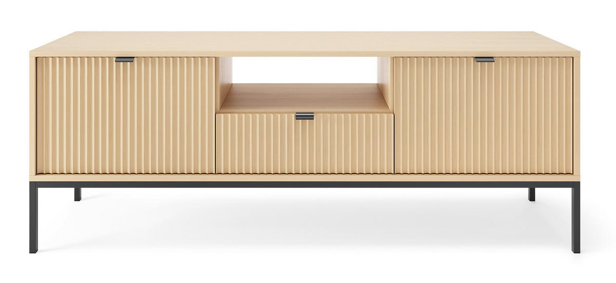 TV-SCHRANK Vicenza Eiche Schwarz Hohe Beine - Beige, Holzwerkstoff (154/56/39cm) - Sepro Meble