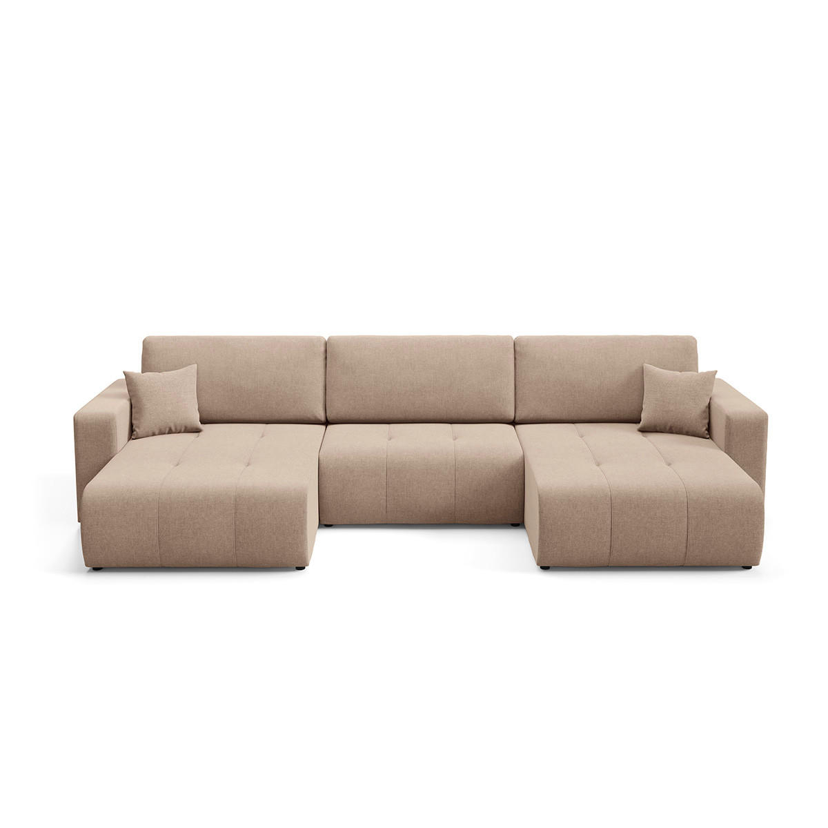 PANORAMASOFA Giulia 5 Sitzplätze Beige - Beige, Holz (344/82/149cm) - Petits-meubles