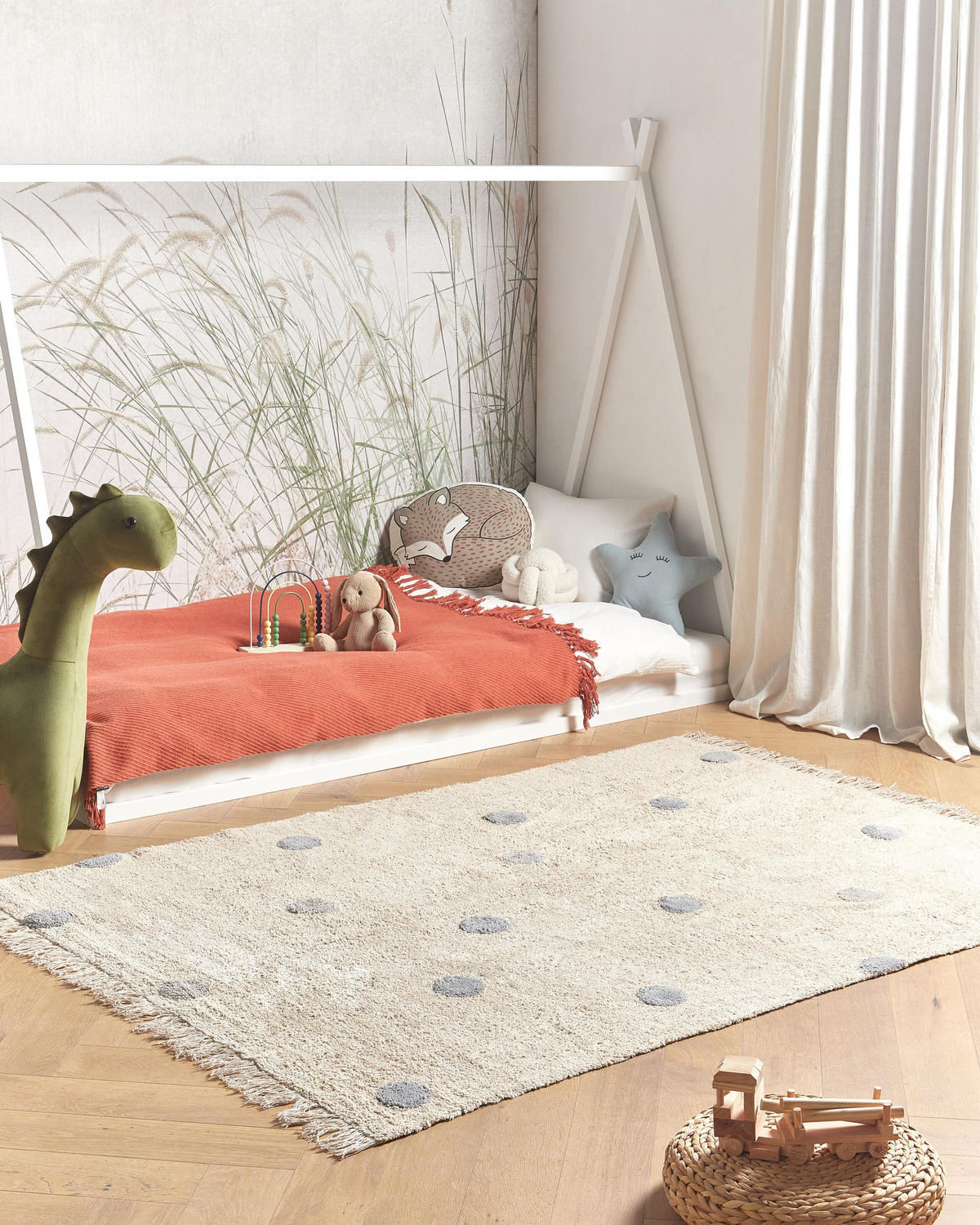 KURZFLOR-TEPPICH Beige 140/200 cm Dardere - Beige/Grau, Textil (140/200cm) - Beliani
