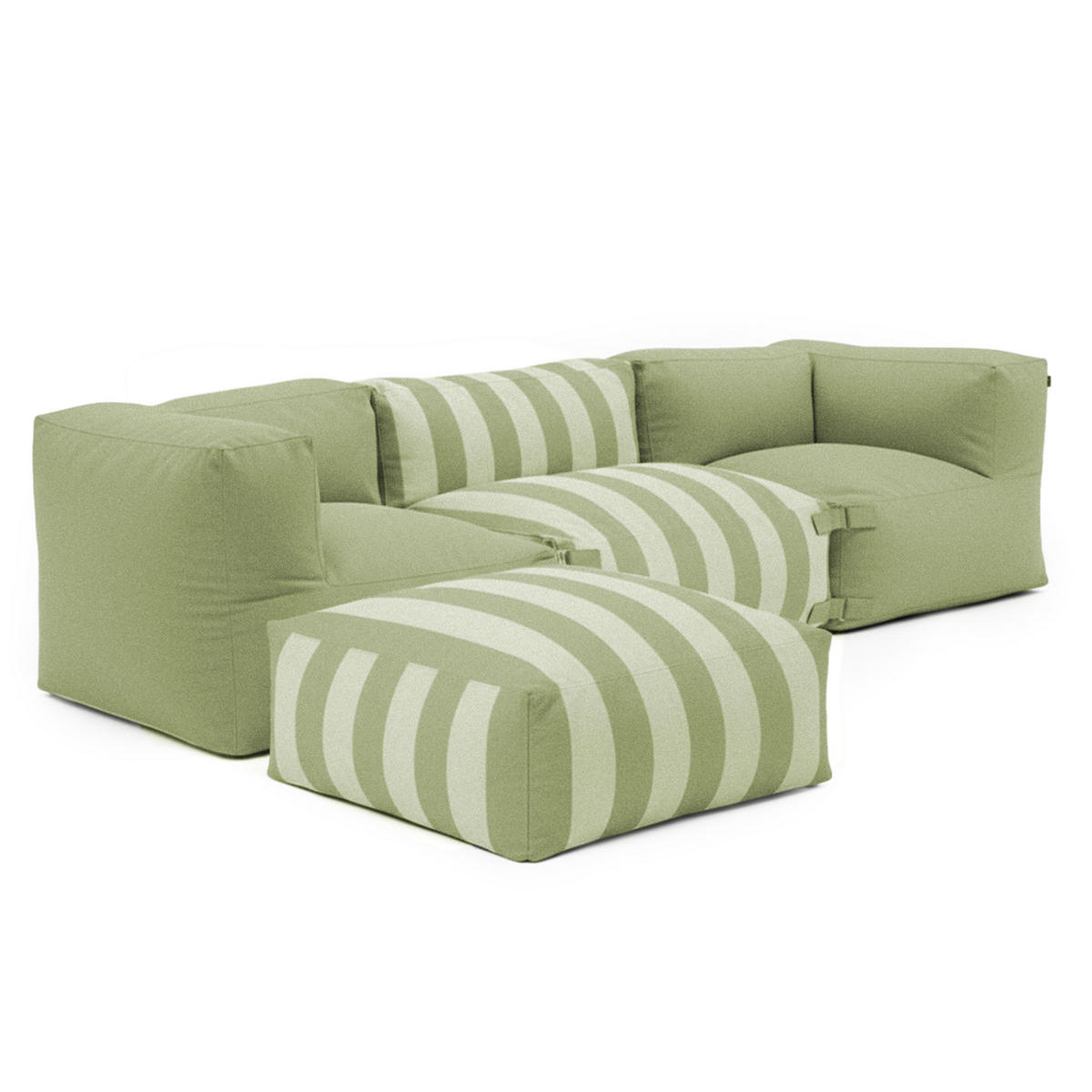 GARTENSOFA mit 4 Sitzplätzen, Kaktusgrünen - Grün, Textil (85/65/255cm) - Oviala