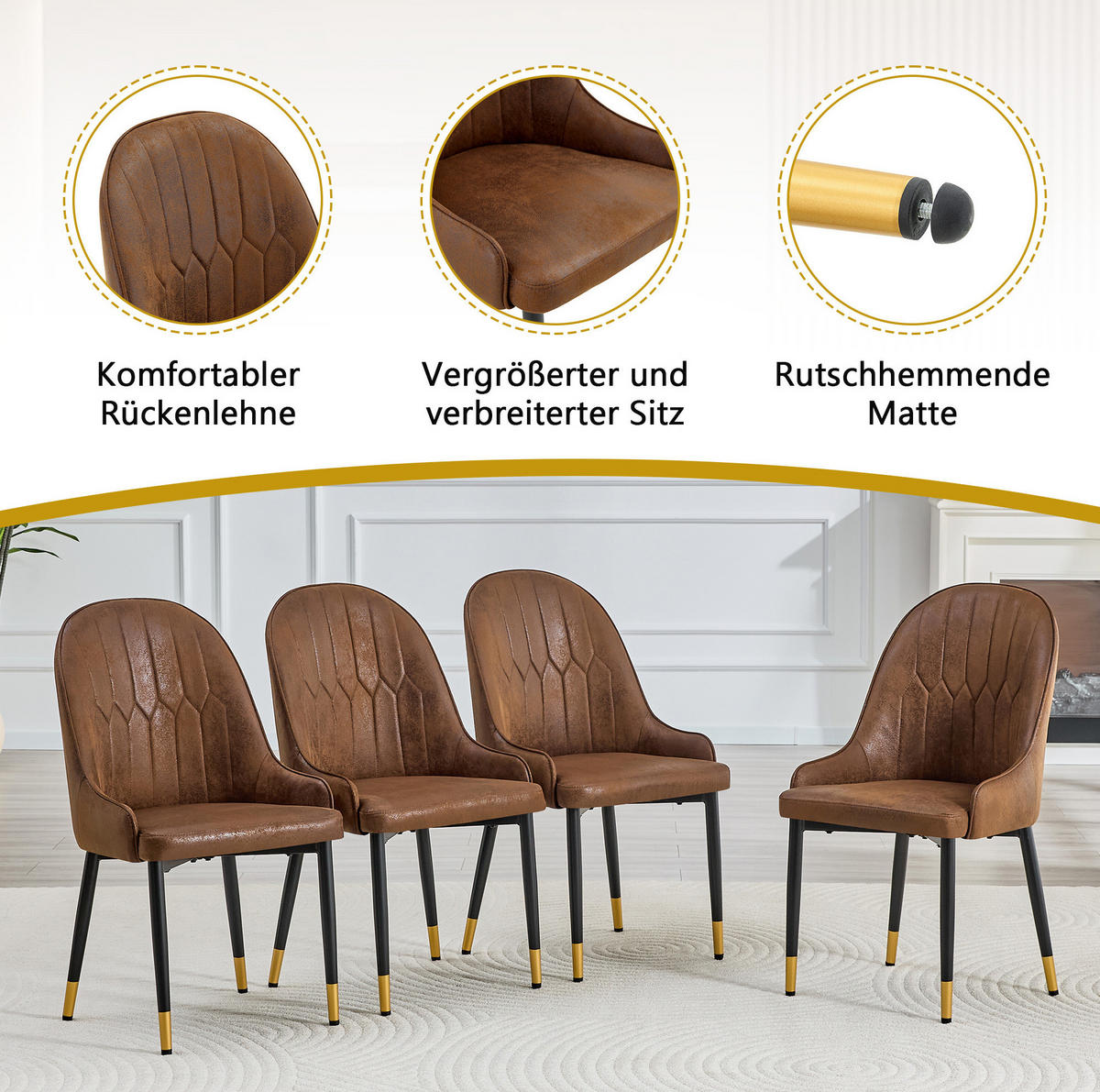 ESSZIMMERSTUHL 2er-Set mit Blitz-Rückenlehne Stoff Braun/Schwarz - Braun, Metall (44/91/47.3cm) - Meubliv