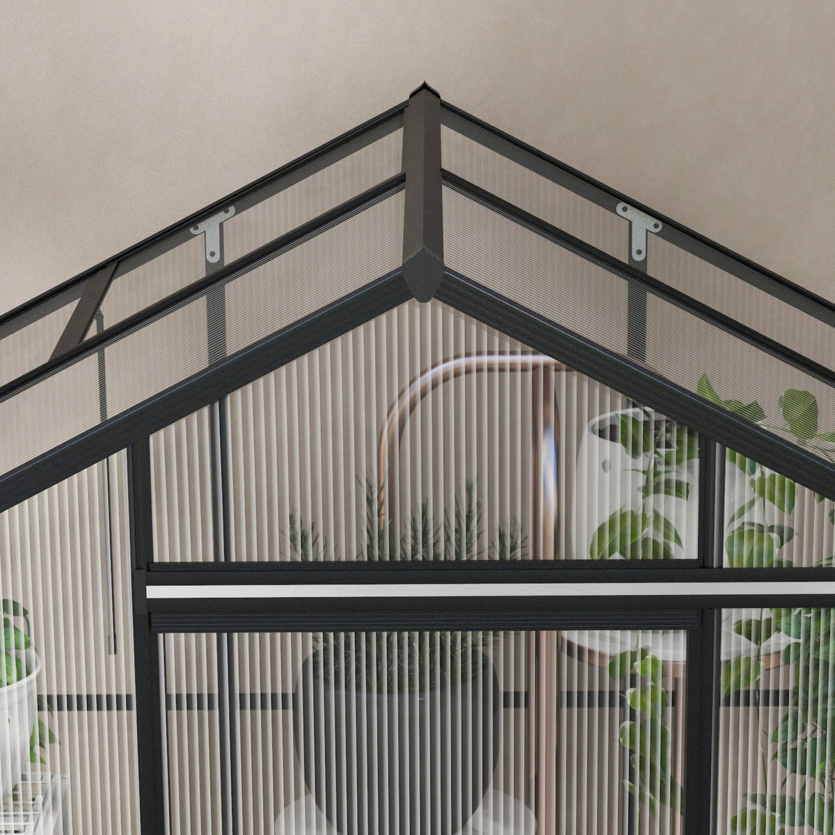 GEWÄCHSHAUS DE-05772 Wetterbeständig, 192x131x203 cm Schwarz - Schwarz, Kunststoff/Metall (131/203/192cm) - ComfortXL