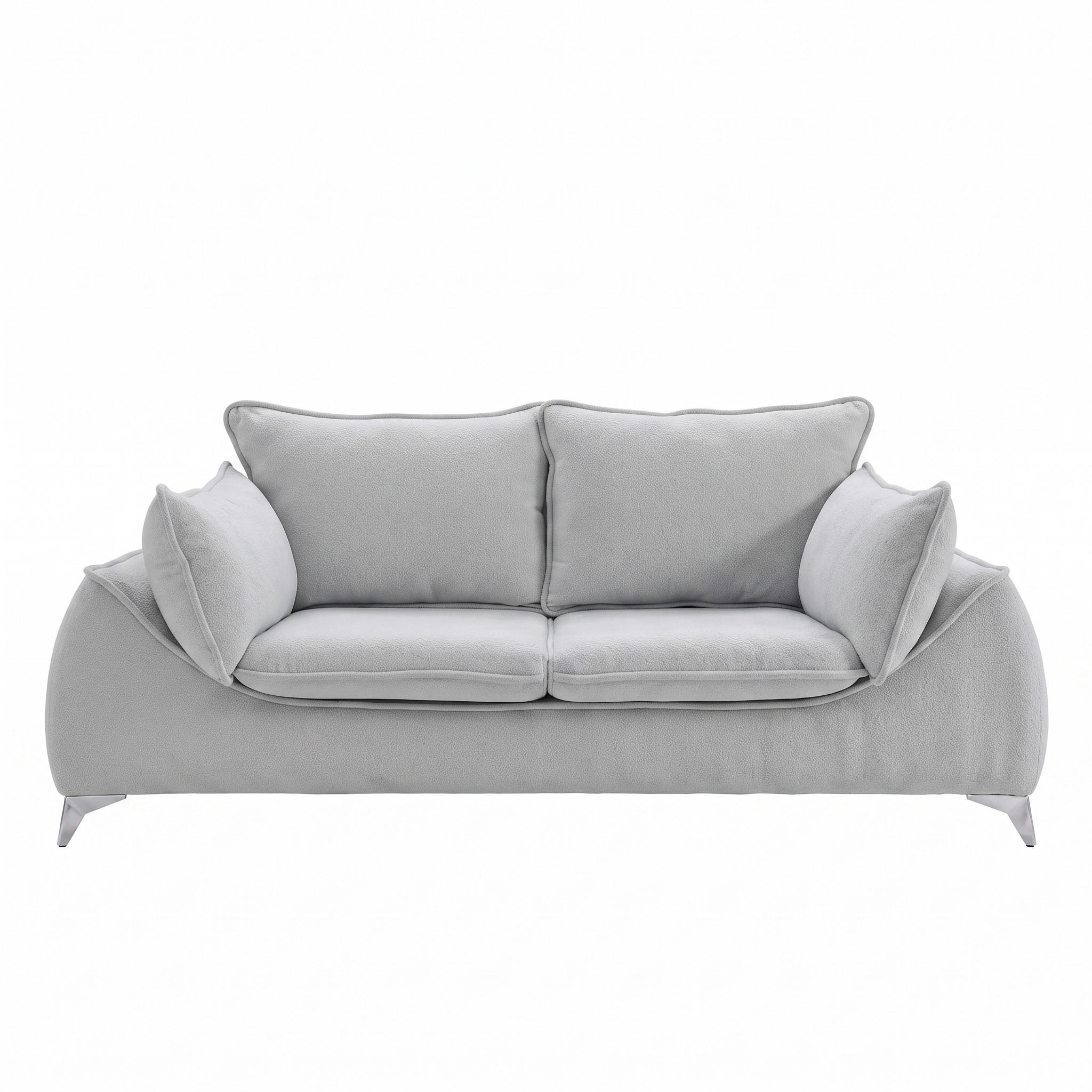 2-SITZER Sofa MELANI 200 cm Velours Hellgrau - Chromfarben/Hellgrau, Holz/Textil (200/90/85cm) - Muffo