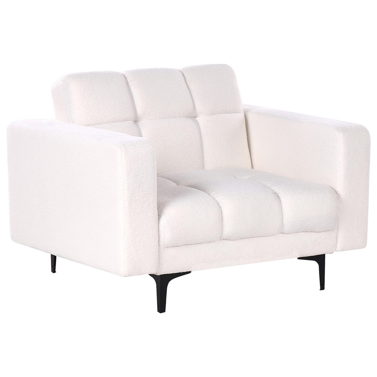 SESSEL Bouclé Weiß Alnes - Weiß, Textil (110/77/89cm) - Beliani