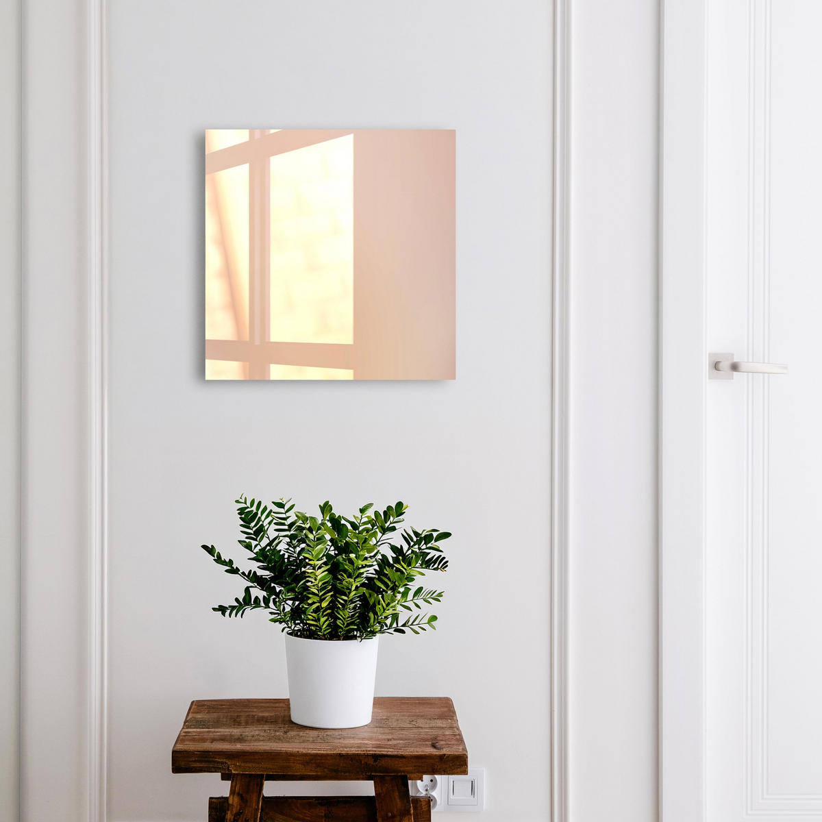 SCHLÜSSELBOX Weiß 30x30 cm – Türöffnung nach rechts - Pastellfarbene Stimmung - Beige, Metall (30/30/5cm) - TULUP