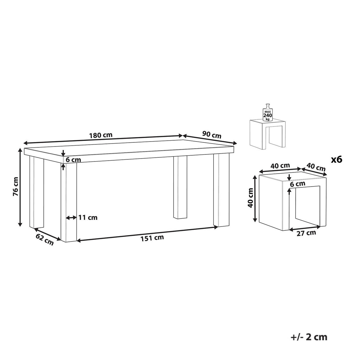 GARTENMÖBEL SET 6-Sitzer Beton grau Taranto - Grau, Stein - Beliani