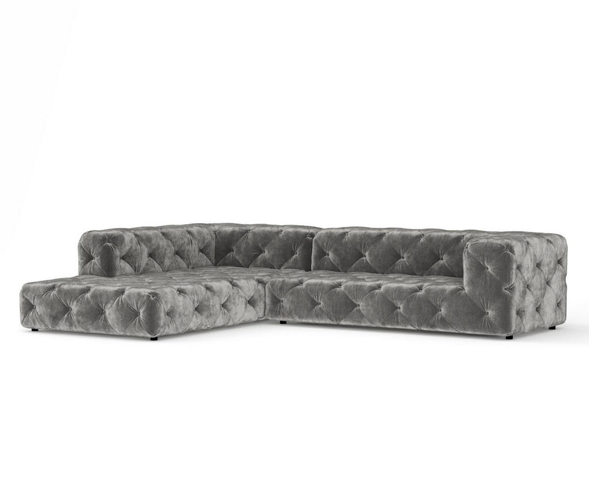 ECKSOFA Cosimo Grau Chenille - Schwarz/Grau, Holz/Holzwerkstoff (325/228cm) - Maison de Reve
