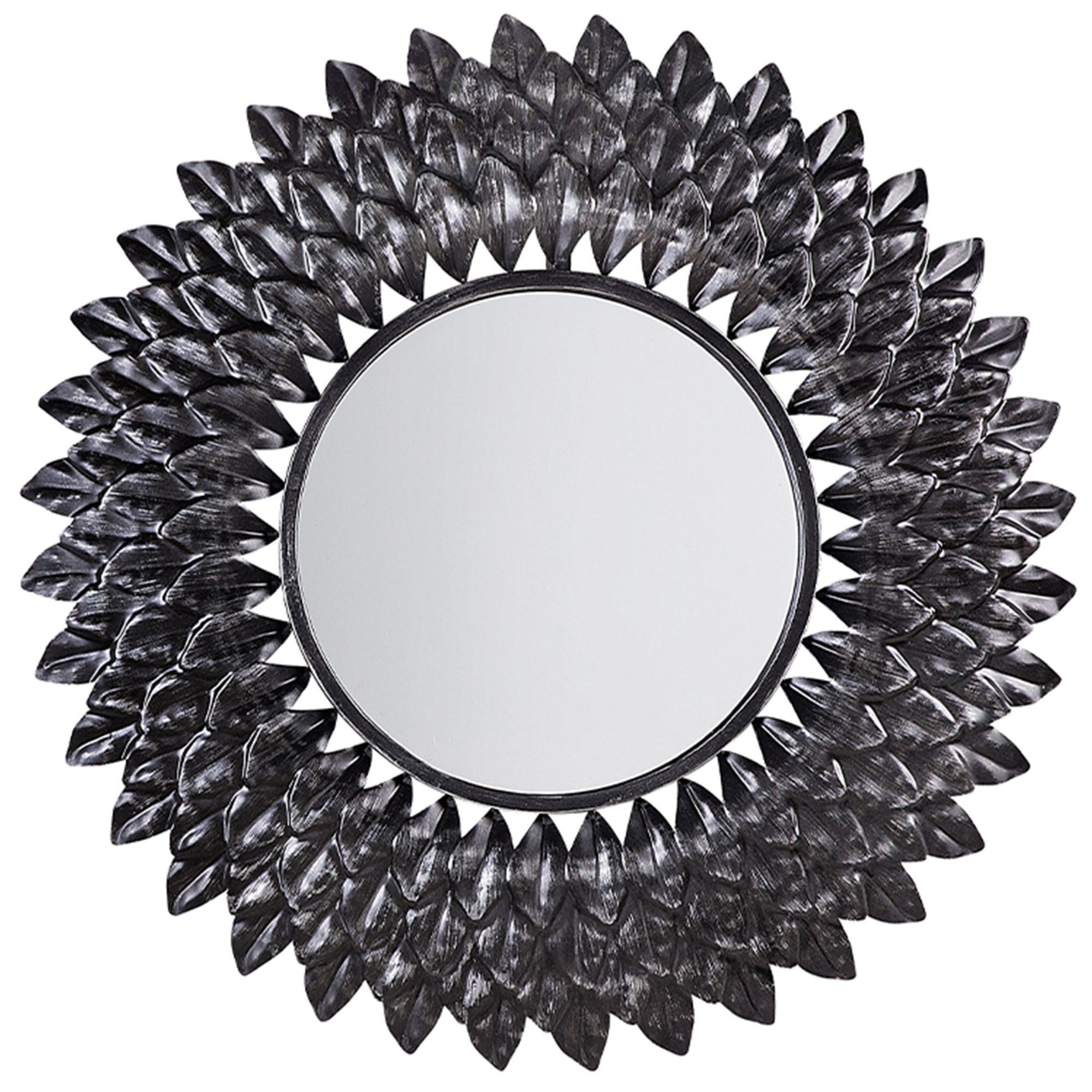 WANDSPIEGEL altsilber rund 70 cm Larrau - Silberfarben, Metall (70/70/4cm) - Beliani