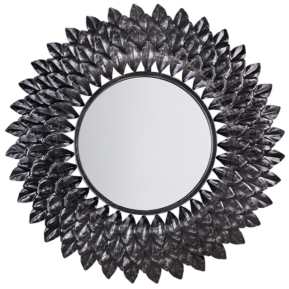 WANDSPIEGEL altsilber rund 70 cm Larrau - Silberfarben, Metall (70/70/4cm) - Beliani