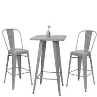 STEHTISCH-SET METALL eckig Grau 3er-Set - Grau, Metall (60/60/105cm) - MCW