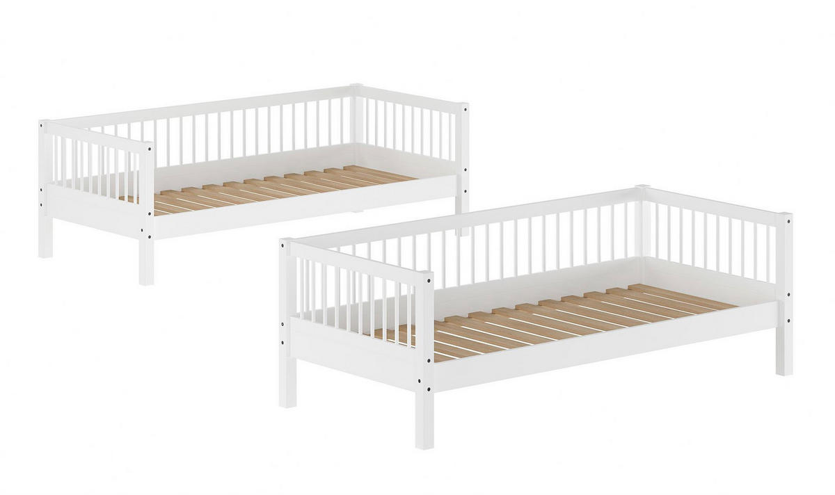 ETAGENBETT 90x200 Keeley Buche Weiß Holz Komfort Stabil Modern Design - Weiß, Holz (90/200cm) - 58aufmkessel