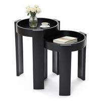 BEISTELLTISCH 2er Set, Ø42,5 x 56,5 cm & Ø42,5 x 47 cm - Schwarz, Holz (42.5/42.5/56.5cm)