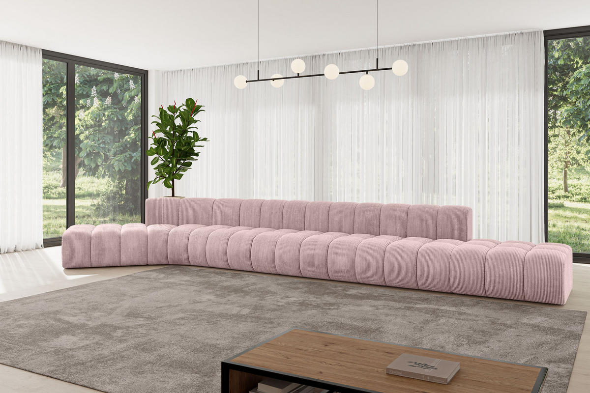 ECKSOFA modulares Sofa Solven-L3 - 562x174x70 cm Rosa - Rosa, Holzwerkstoff/Textil (562/174cm) - ALTDECOR