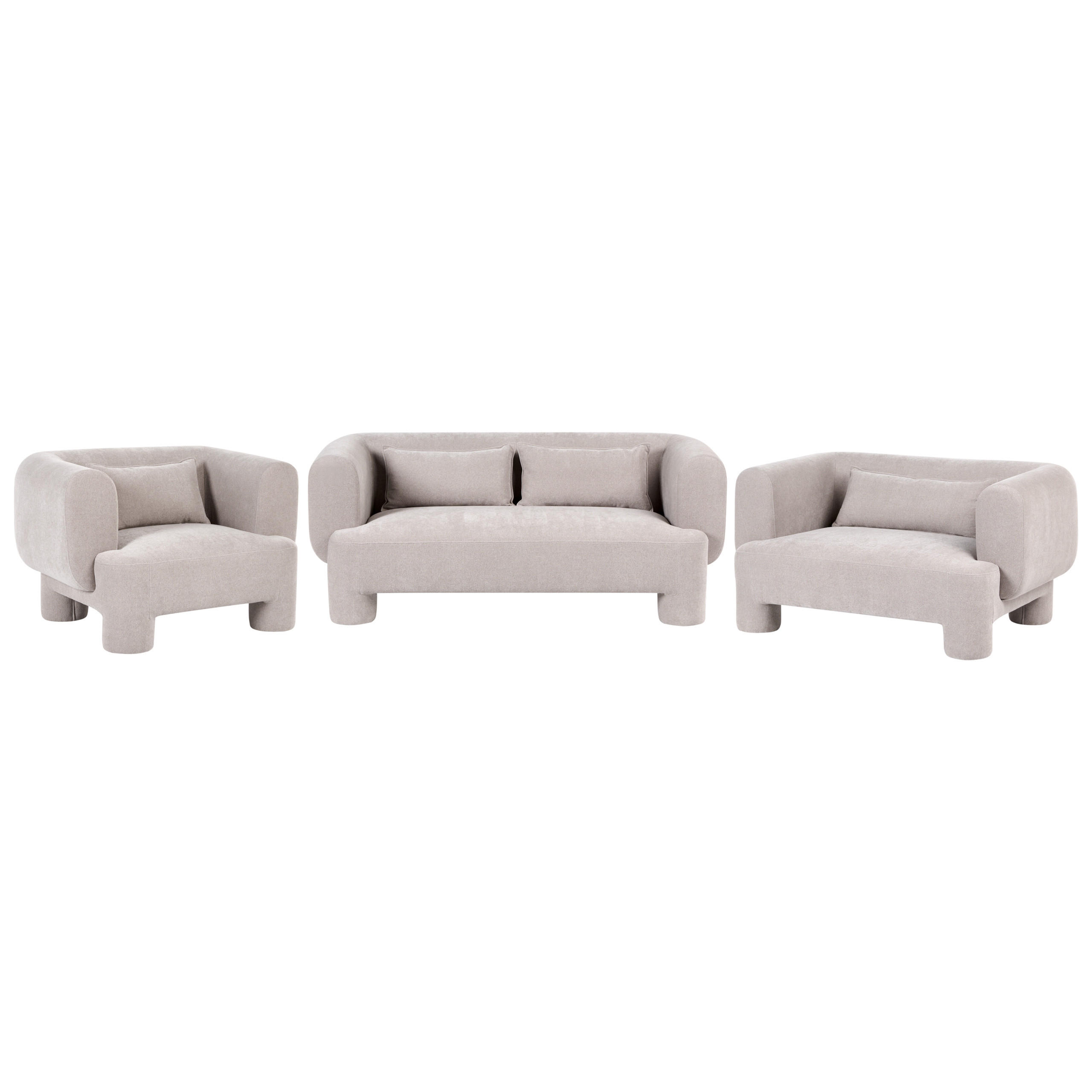 SOFA-SET 6-Sitzer Stoff Beige Hogbo - Beige, Textil (180/73/93cm) - Beliani