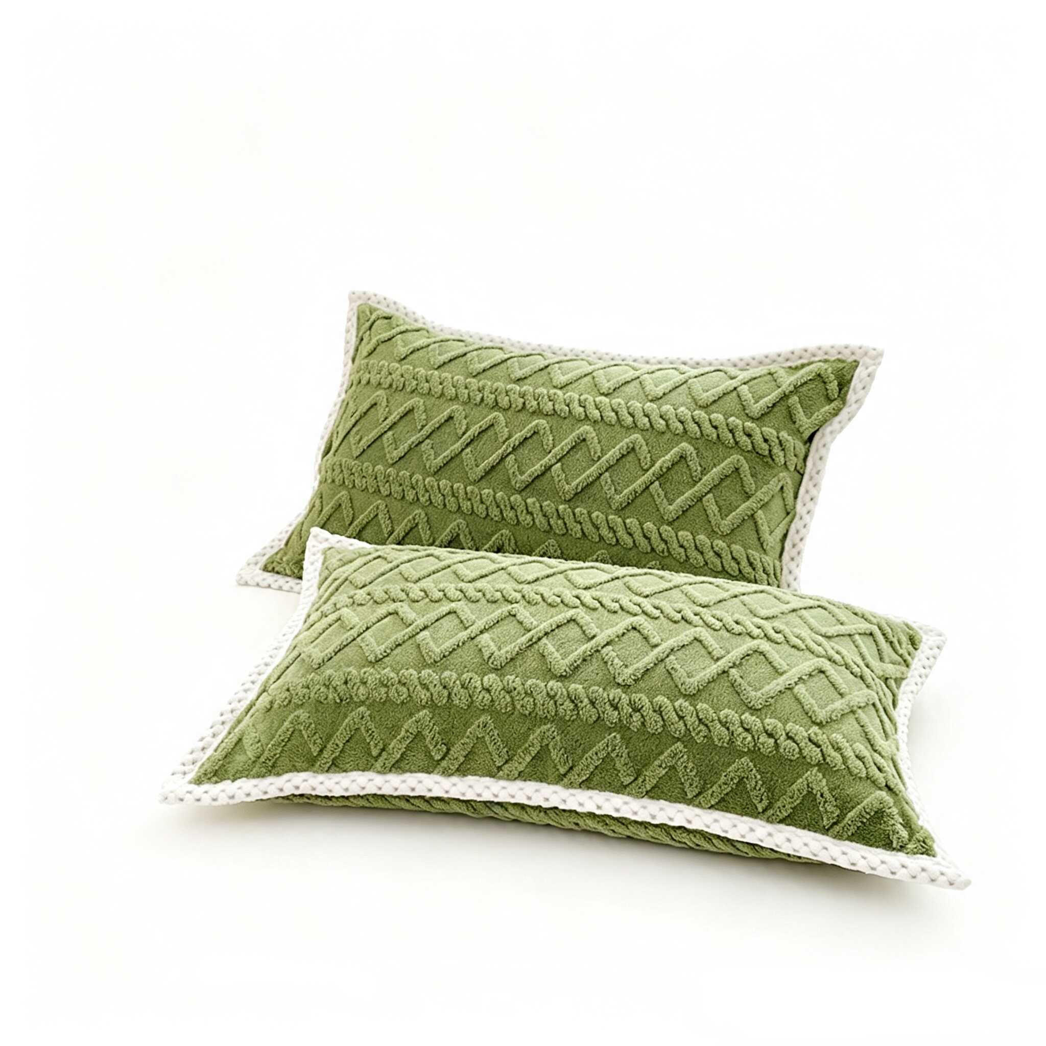 PLÜSCH-KISSENBEZÜGE – 48*74cm – Grün (Paar) - Grün, Textil (48/74cm)