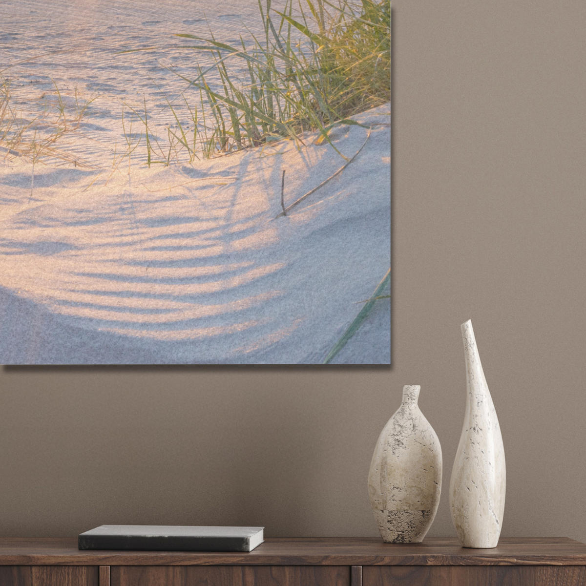 AKUSTIKPANEEL Strand - Sonne - Düne - Gras - Sand - Horizont 60x80 cm - Hellblau, Textil (60/0.9/80cm) - MuchoWow