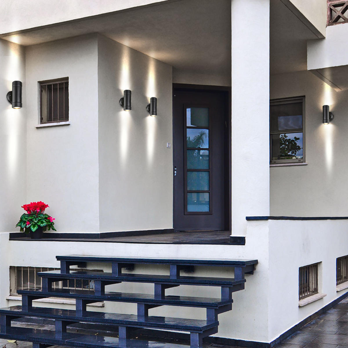 LED AUSSEN-WANDLEUCHTE COTOPA Schwarz 2er Set - Schwarz, Kunststoff (8.6/16/8.6cm)