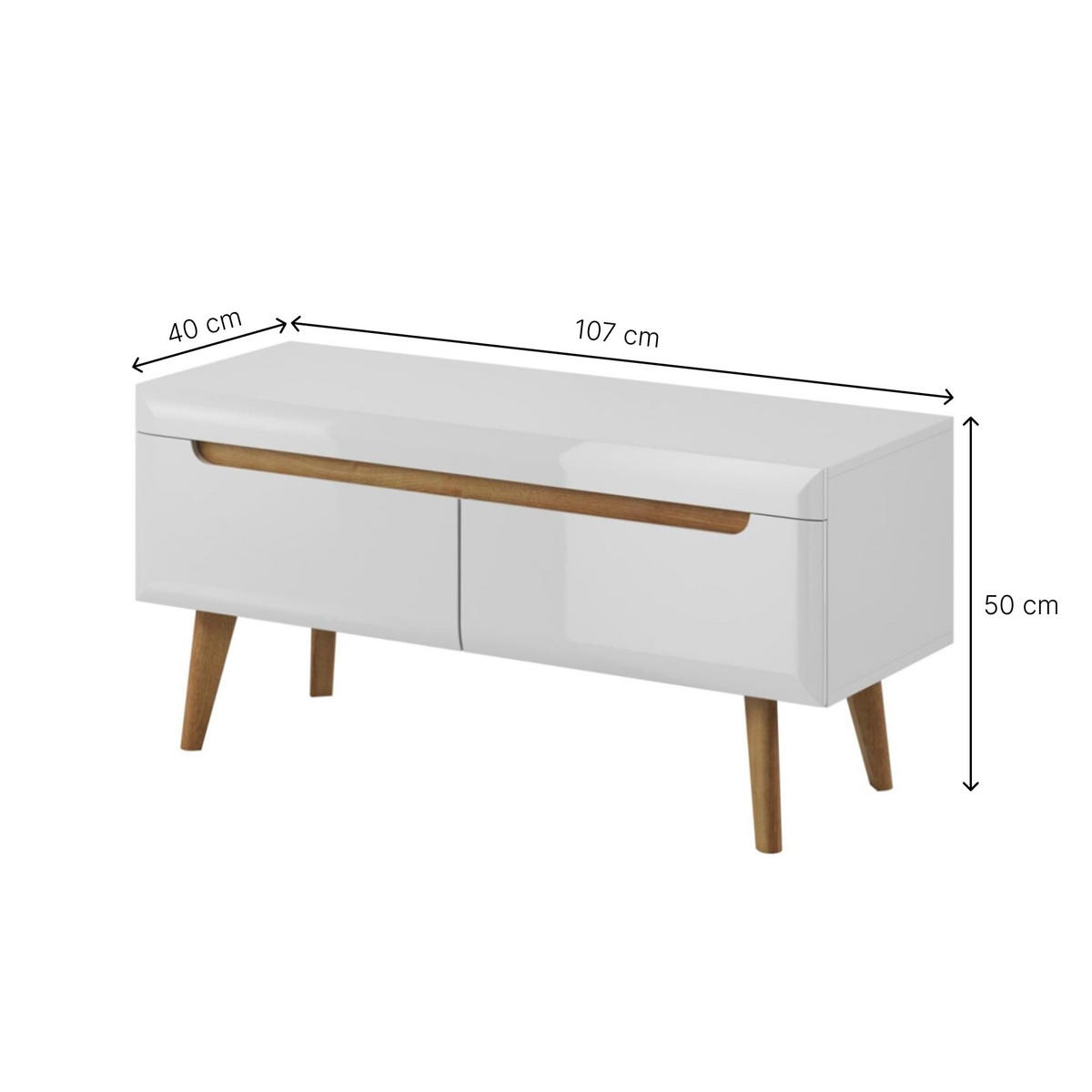 TV-SCHRANK Balia 107x50x40 cm - Lowboard mit Stauraum - Tv Ständer aus Laminierter Spanplatte - Weiß - Weiß, Holzwerkstoff (154/56/39cm) - Chilly
