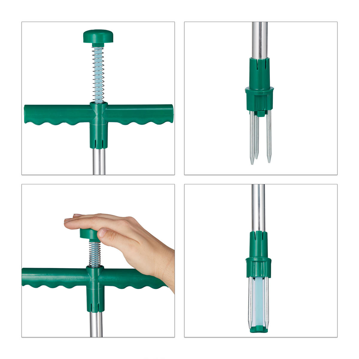 VYTRHÁVAČ BURINY zelená strieborná nehrdzavejúca oceľ 100 cm - viacfarebná, kov/plast (4.5/100/21.5cm) - Relaxdays