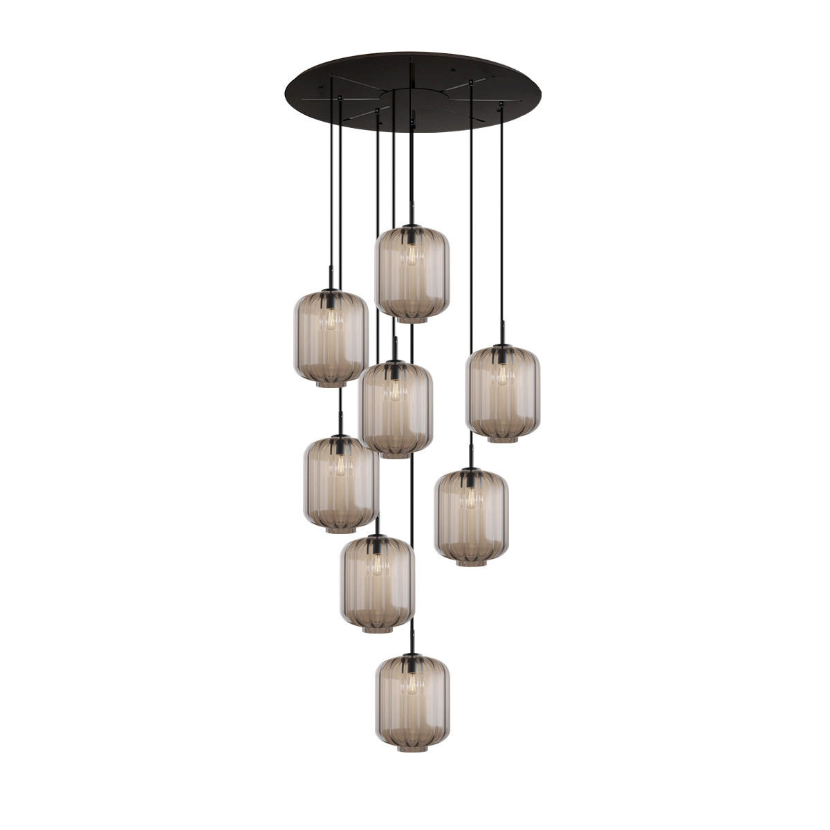 GALERIELEUCHTE Velo 8-flammig Klar Ø 25cm - Klar/Schwarz, Glas (25/25/27cm) - s.luce