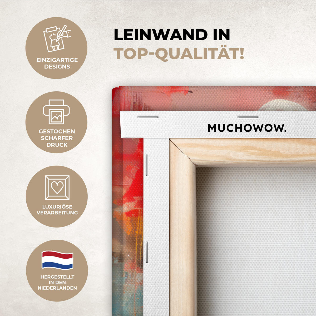 LEINWANDBILD Straßenkunst - Liebe - Graffiti - Kunst - Banksy Wandbilder 80x60 cm - Orange, Textil (80/60cm) - MuchoWow