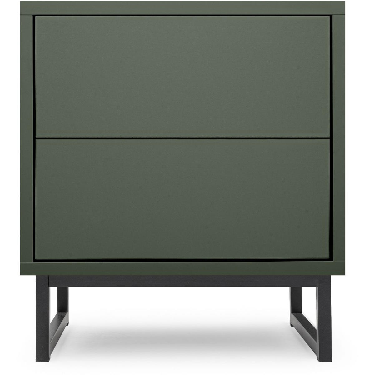 NACHTTISCH Giana mit 2 Schubladen, 43 cm, Flaschengrün - Dunkelgrün/Schwarz, Holzwerkstoff (43/48.5/34cm) - Beautysofa