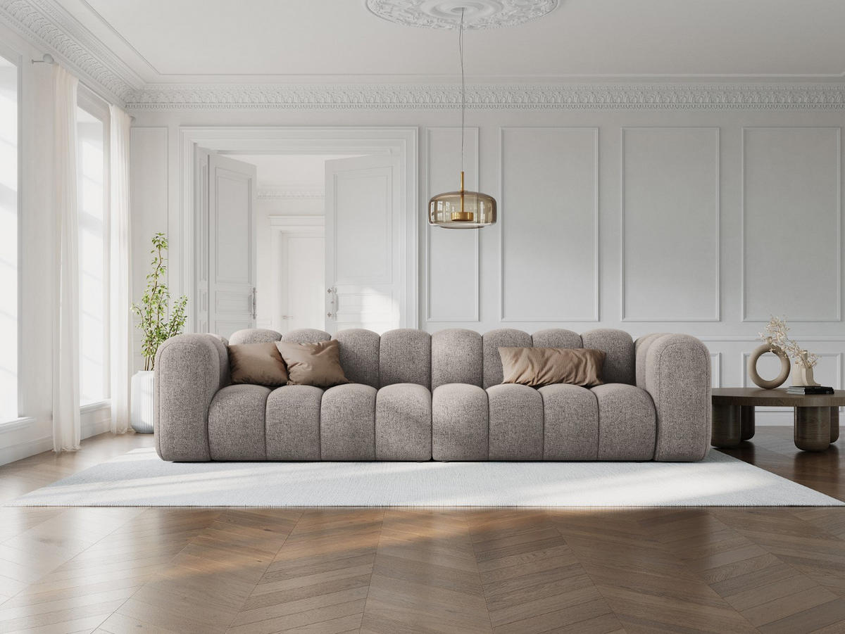 SOFA modular Lupine aus Chenille-Stoff beige 4 Sitzplätze - Beige, Textil (95/70/290cm) - Micadoni