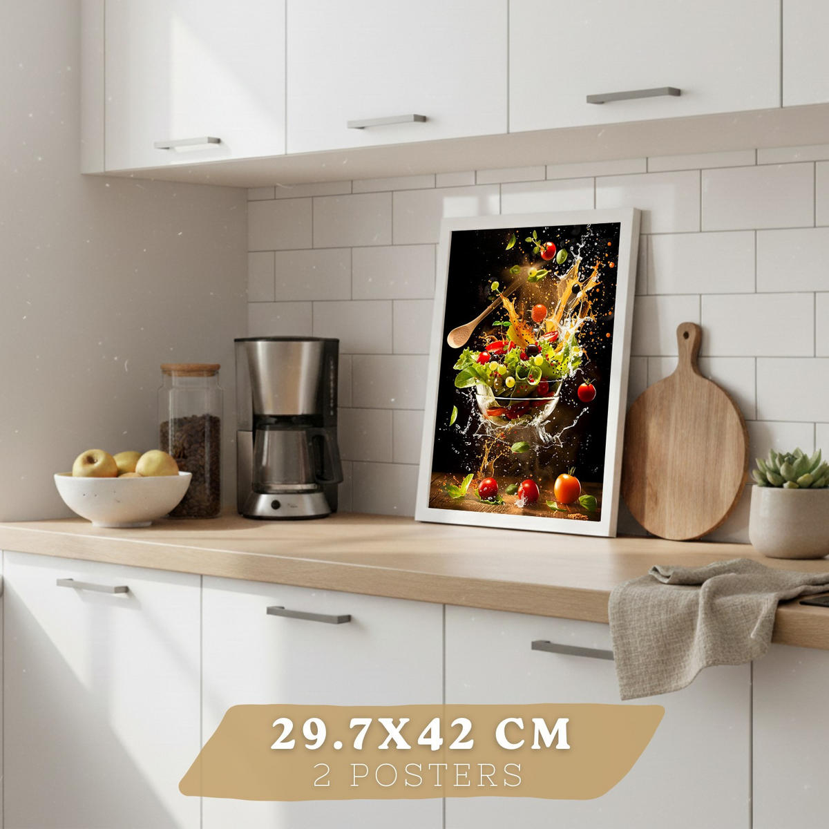PLAKAT Sada 2 Jahody A3 Bílý rám - bílá, papír (29.7/1/42cm) - Nacnic