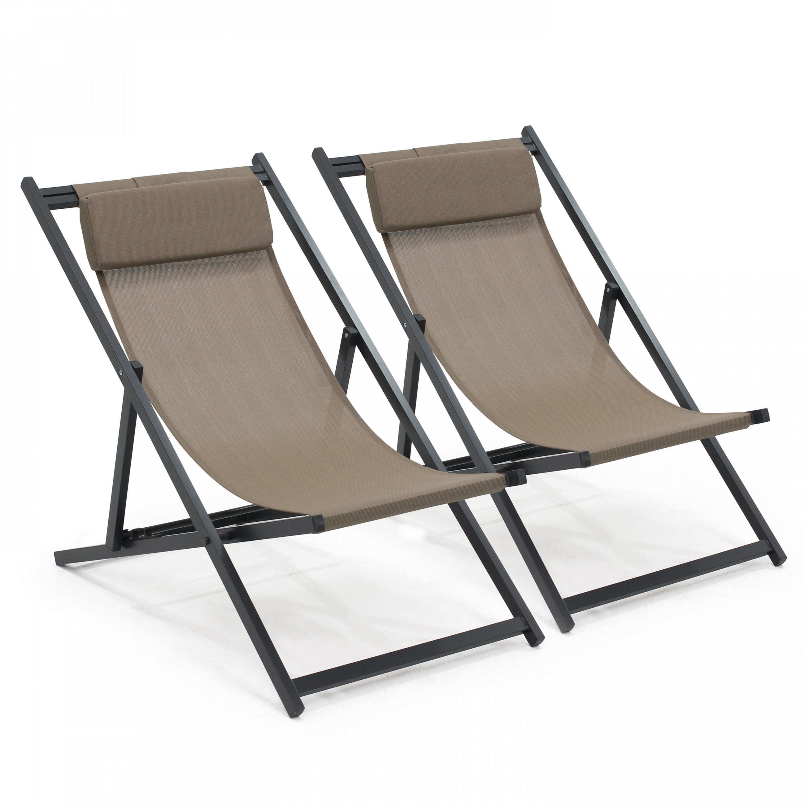 LIEGESTUHL 2-tlg., Taupe - Taupe, Metall (61/74/102cm) - Oviala