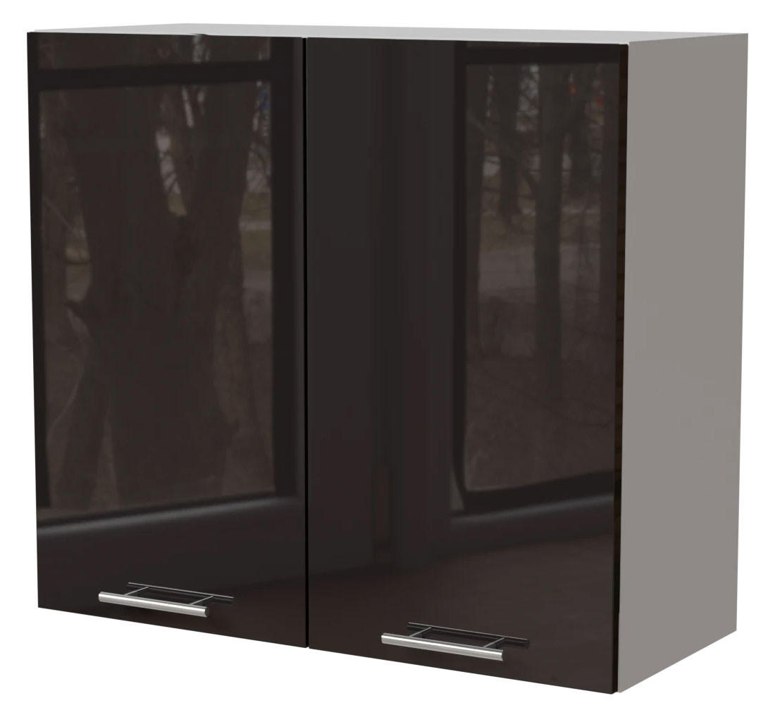 Feldmann-Wohnen Küchenhängeschrank Schwarz Hochglanz, Weiß 80x72x32.5 cm