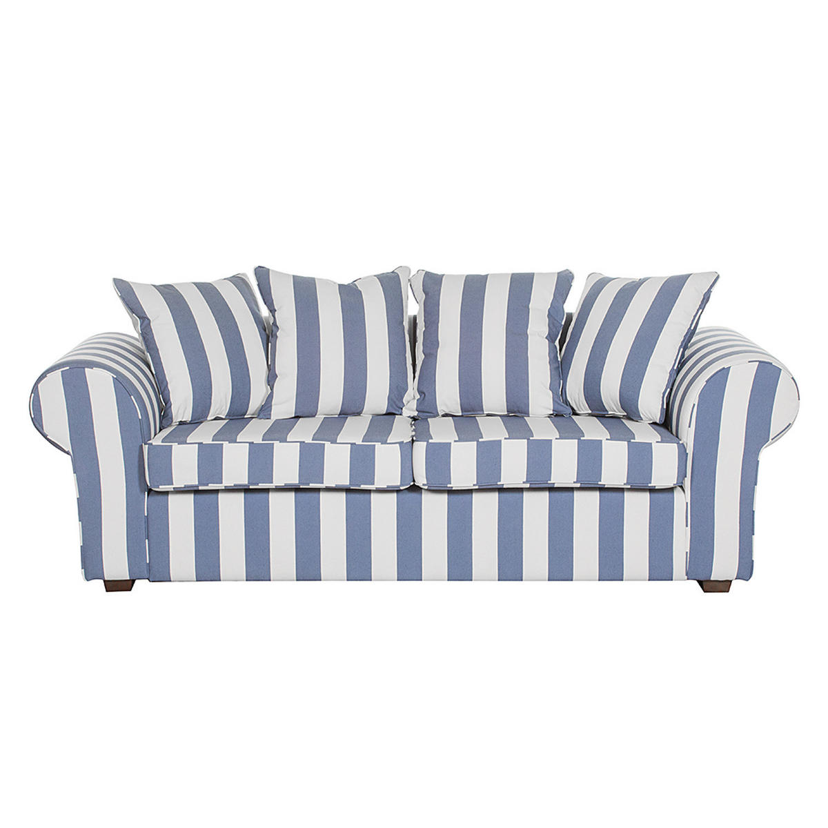 3-SITZER SOFA - Webstoff - Blau/Dunkelbraun, Buchenholz/Textil (217/88/88cm) - home24