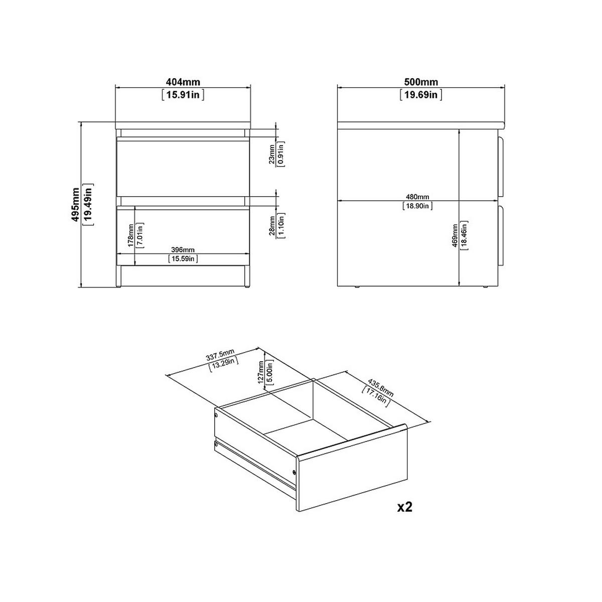 NACHTSCHRANK weiß hochglanz - Weiß, Holzwerkstoff (40/50/50cm) - ebuy24