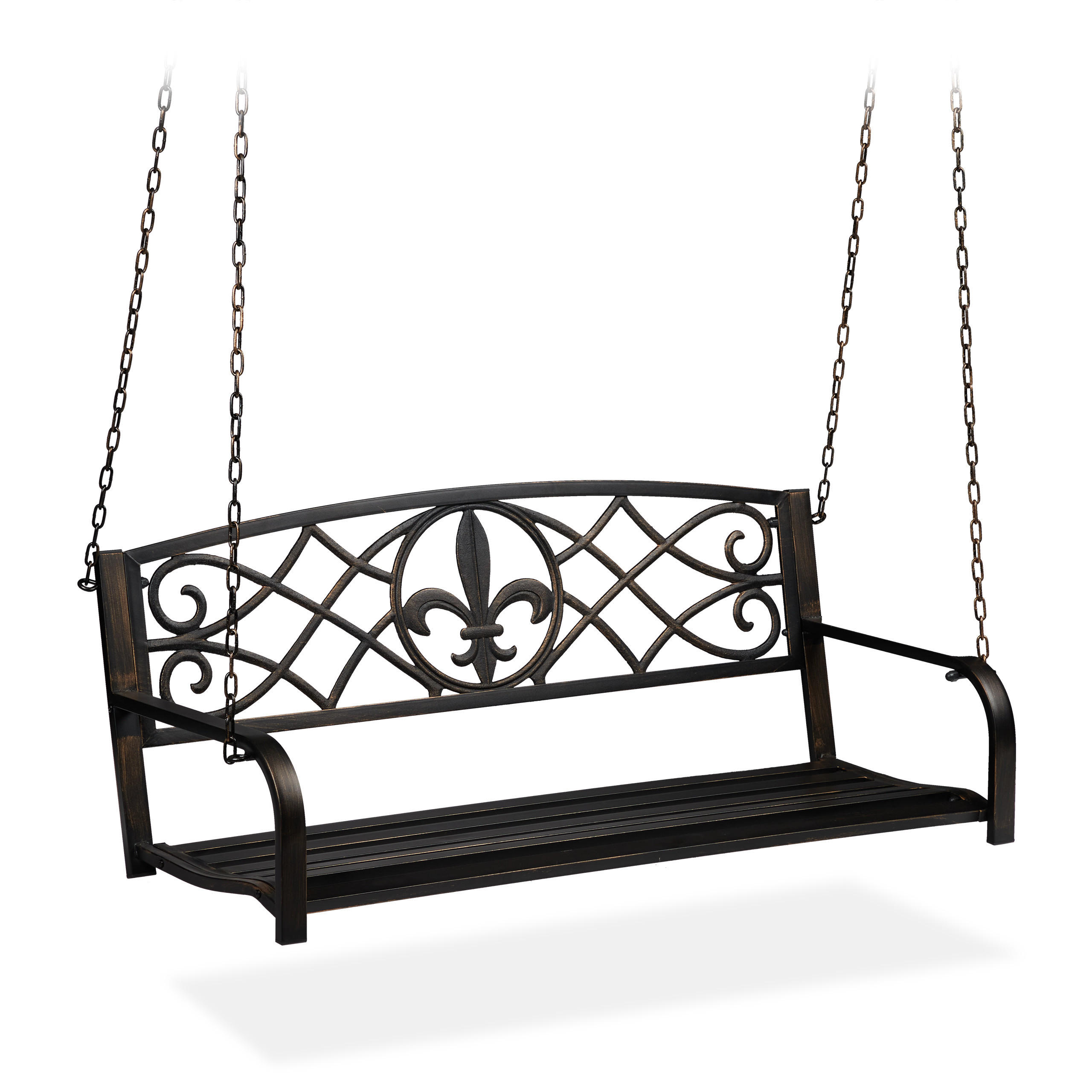 HÄNGEBANK - Schwarz, Metall (133/197/58cm) - Relaxdays