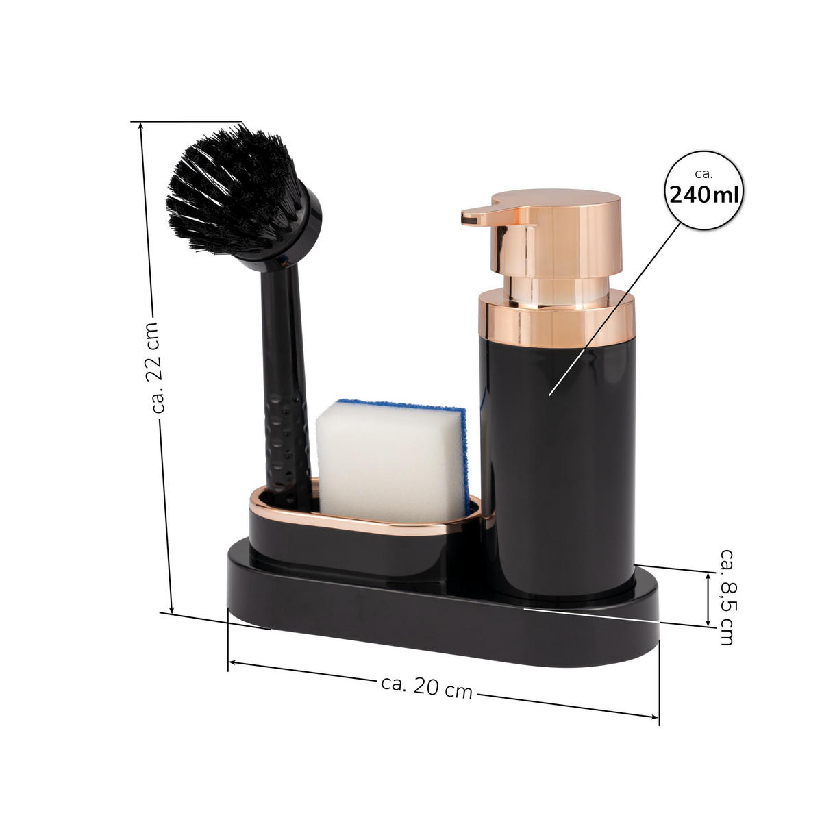 SPÜL-SET, schwarz - Schwarz, Kunststoff (20/8.5/8.5cm) - bremermann