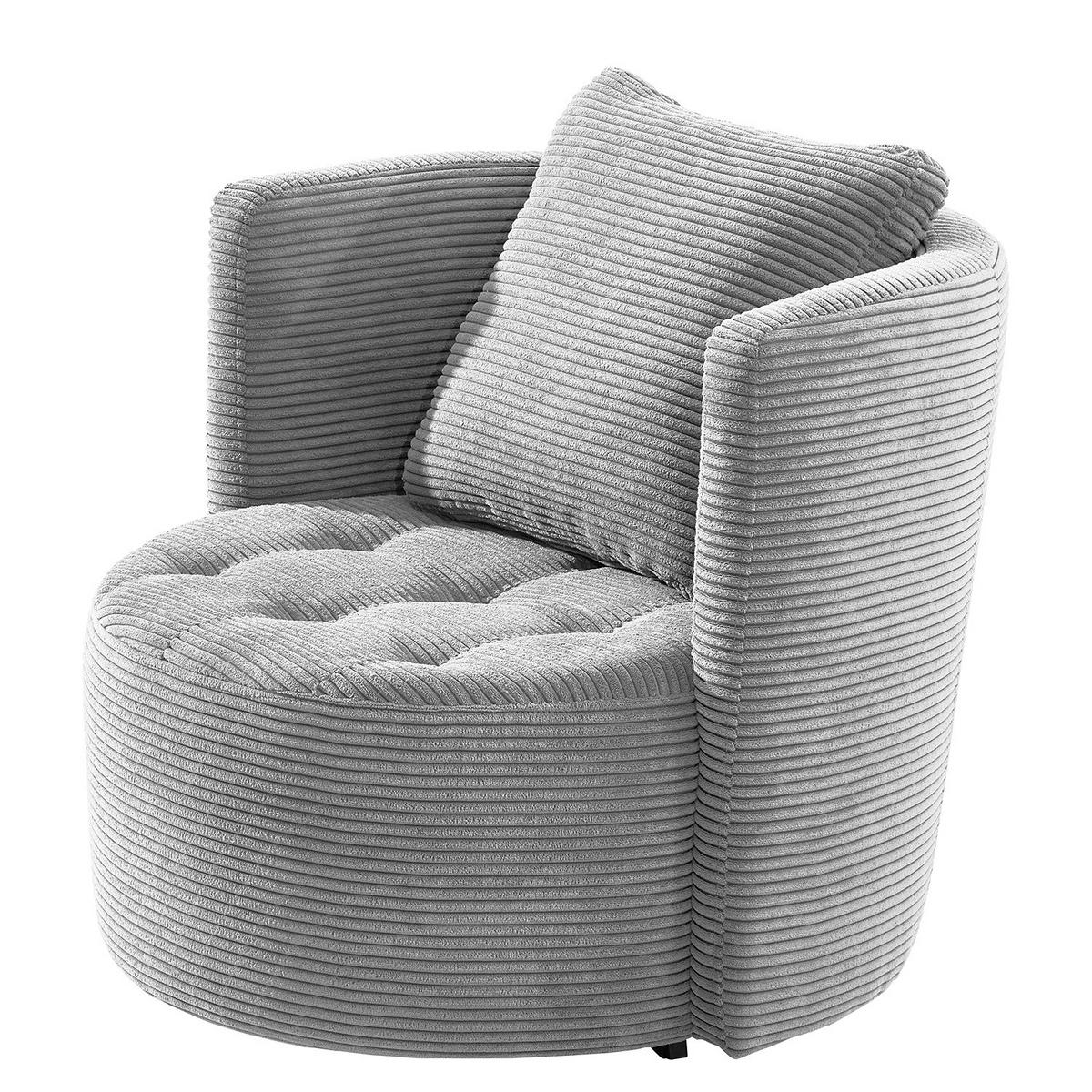 SESSEL - Hellgrau/Schwarz, Textil (65/65/40cm) - home24