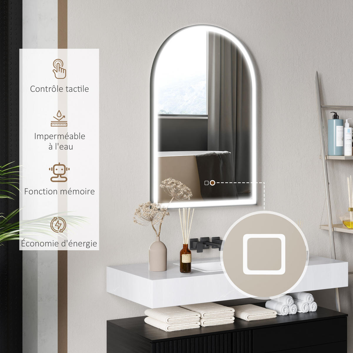 LED-BADEZIMMERSPIEGEL 90/60 cm - Silberfarben, Glas (90/60/3cm)