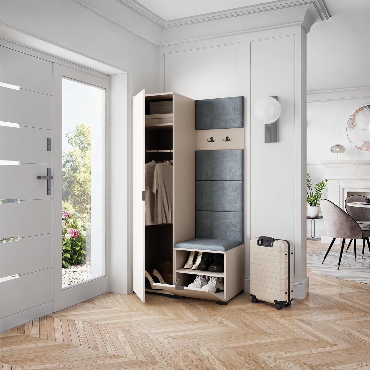 GARDEROBENSCHRANK LORI 95/181/51 cm Modern Garderobe-Set Kaschmir - Kaschmir/Grau, Holzwerkstoff (95/181/51cm) - MASSENO