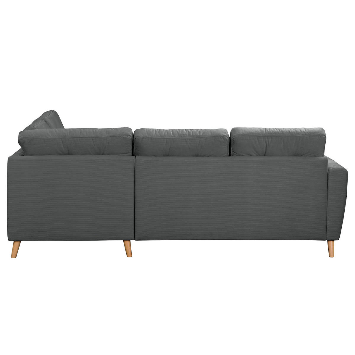 ECKSOFA mit Ottomane - Anthrazit/Braun, Holz/Textil (230/200cm) - home24