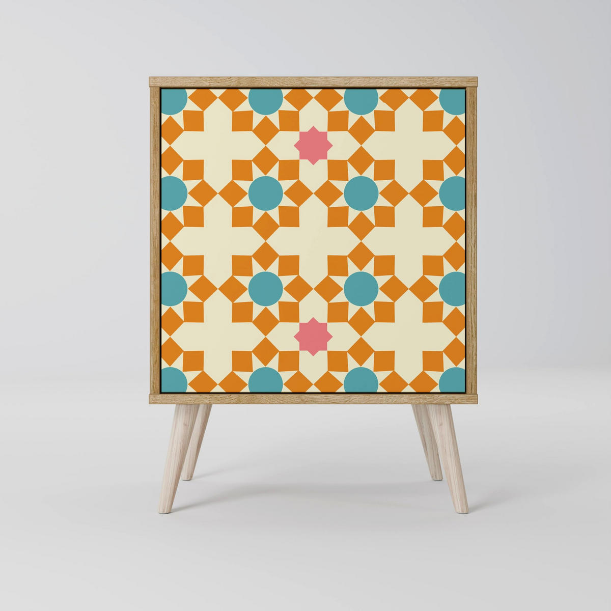 SIDEBOARD FLORAL DECOR, Grau, 57,5x42x57,5 cm, Ohne Füße - Multicolor/Grau, Holzwerkstoff (57.5/57.5/42cm) - SpaceRebels