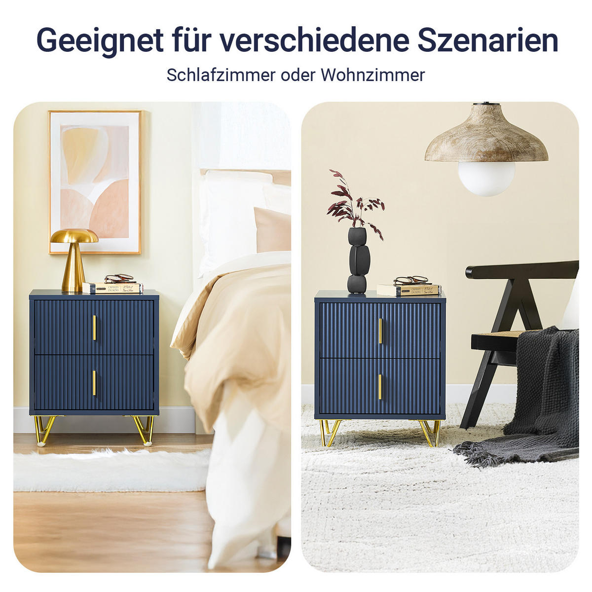 NACHTTISCH Blau - Blau, Holzwerkstoff (40/47/40cm) - SoBuy