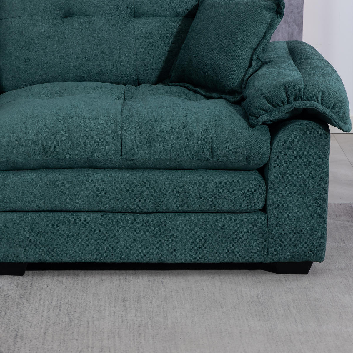 2-SITZER SOFA Chenille Grün mit Kissen - Grün, Holzwerkstoff/Kunststoff (213.4/87.6/90.1cm) - WISHDOR
