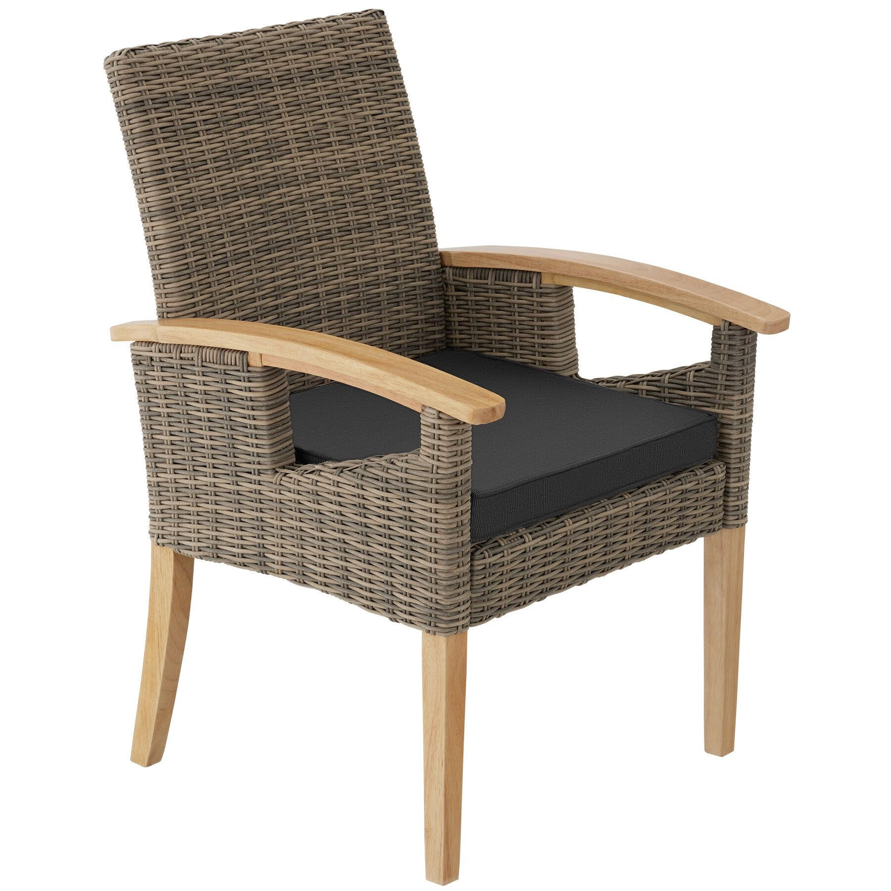 RATTAN STUHL Rosarno,inklusive Sitzpolster, 62,5 x 71,5 x 94 cm,natur - Naturfarben, Kunststoff (62.5/94/71.5cm) - tectake